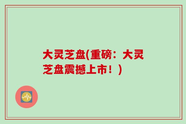 大灵芝盘(重磅：大灵芝盘震撼上市！)