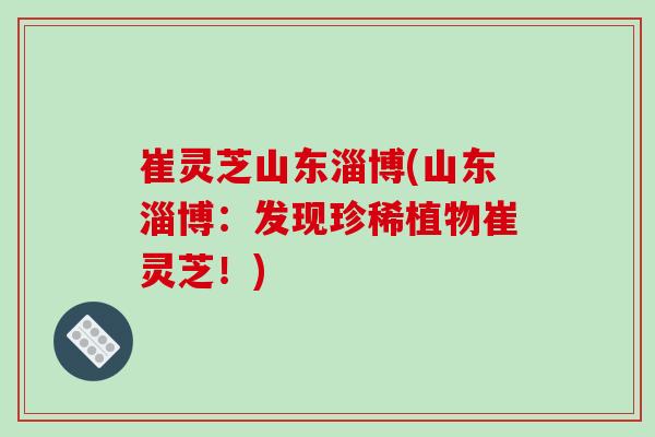 崔灵芝山东淄博(山东淄博：发现珍稀植物崔灵芝！)