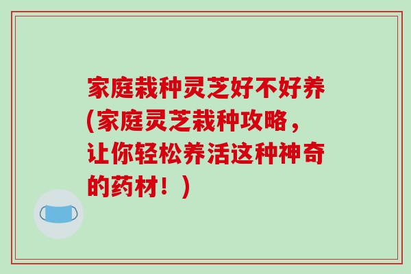 家庭栽种灵芝好不好养(家庭灵芝栽种攻略，让你轻松养活这种神奇的药材！)