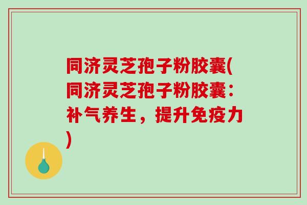 同济灵芝孢子粉胶囊(同济灵芝孢子粉胶囊：补气养生，提升免疫力)