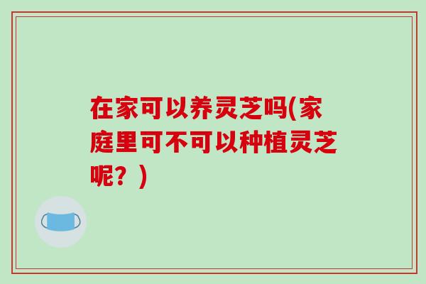 在家可以养灵芝吗(家庭里可不可以种植灵芝呢？)