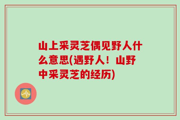 山上采灵芝偶见野人什么意思(遇野人！山野中采灵芝的经历)