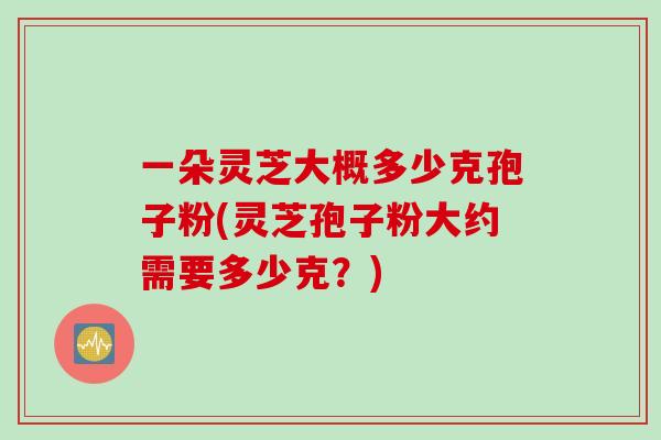 一朵灵芝大概多少克孢子粉(灵芝孢子粉大约需要多少克？)
