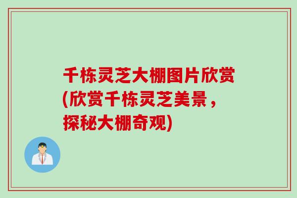 千栋灵芝大棚图片欣赏(欣赏千栋灵芝美景，探秘大棚奇观)