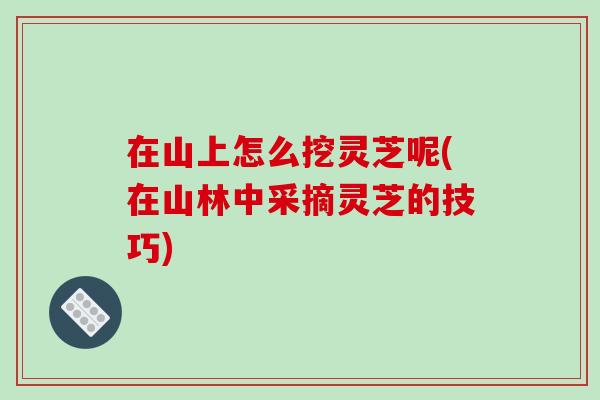 在山上怎么挖灵芝呢(在山林中采摘灵芝的技巧)