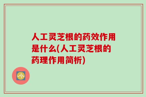 人工灵芝根的药效作用是什么(人工灵芝根的药理作用简析)