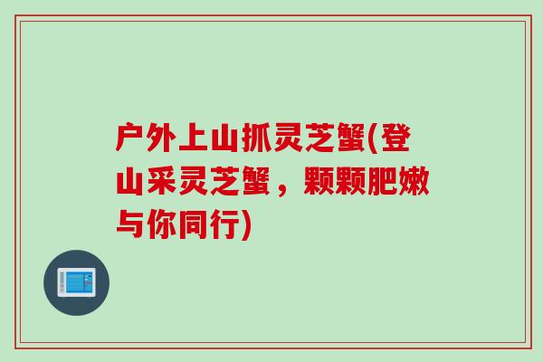 户外上山抓灵芝蟹(登山采灵芝蟹，颗颗肥嫩与你同行)