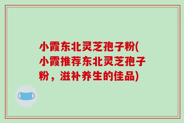 小霞东北灵芝孢子粉(小霞推荐东北灵芝孢子粉，滋补养生的佳品)