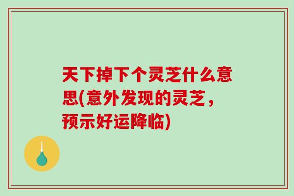 天下掉下个灵芝什么意思(意外发现的灵芝，预示好运降临)