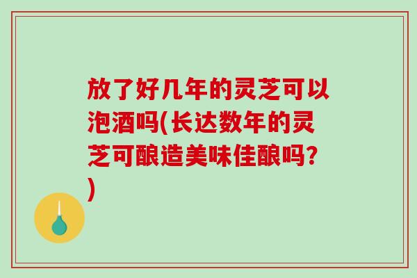 放了好几年的灵芝可以泡酒吗(长达数年的灵芝可酿造美味佳酿吗？)