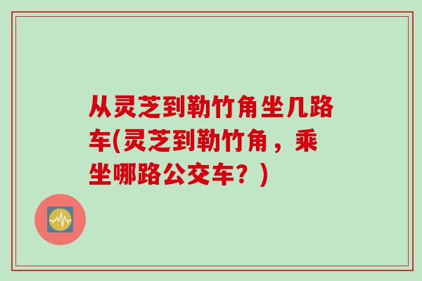 从灵芝到勒竹角坐几路车(灵芝到勒竹角，乘坐哪路公交车？)