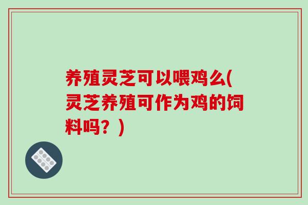 养殖灵芝可以喂鸡么(灵芝养殖可作为鸡的饲料吗？)