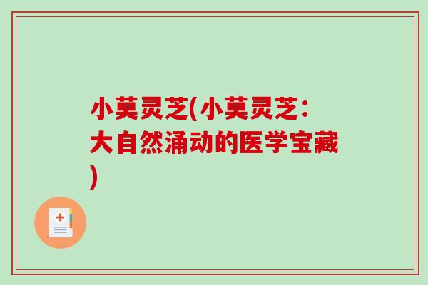 小莫灵芝(小莫灵芝：大自然涌动的医学宝藏)