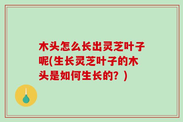 木头怎么长出灵芝叶子呢(生长灵芝叶子的木头是如何生长的?) 木头怎么长出灵芝叶子呢(生长灵芝叶子的木头是如何生长的?)