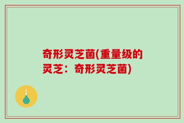 奇形灵芝菌(重量级的灵芝：奇形灵芝菌)