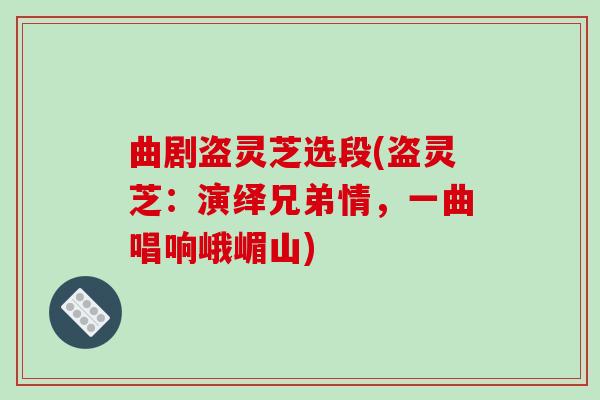 曲剧盗灵芝选段(盗灵芝：演绎兄弟情，一曲唱响峨嵋山)