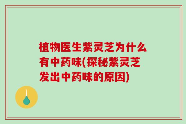 植物医生紫灵芝为什么有中药味(探秘紫灵芝发出中药味的原因)