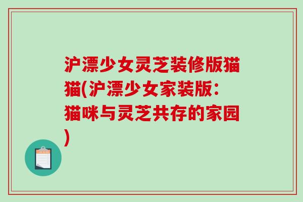 沪漂少女灵芝装修版猫猫(沪漂少女家装版：猫咪与灵芝共存的家园)