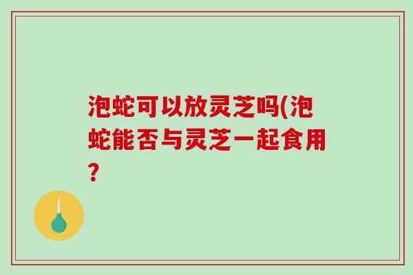 泡蛇可以放灵芝吗(泡蛇能否与灵芝一起食用？