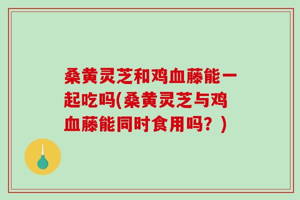 桑黄灵芝和鸡血藤能一起吃吗(桑黄灵芝与鸡血藤能同时食用吗？)