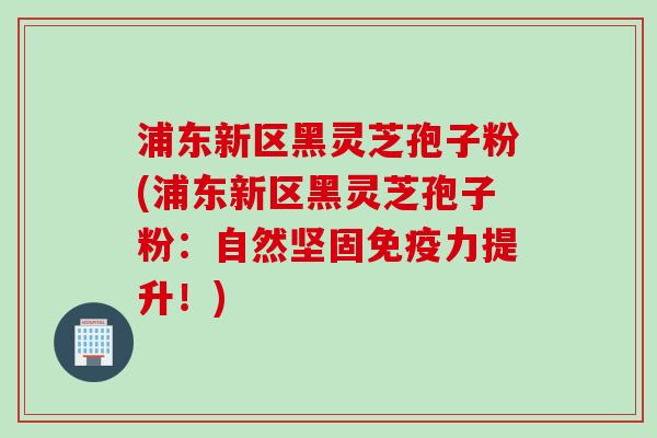 浦东新区黑灵芝孢子粉(浦东新区黑灵芝孢子粉：自然坚固免疫力提升！)