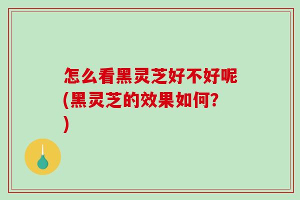 怎么看黑灵芝好不好呢(黑灵芝的效果如何？)