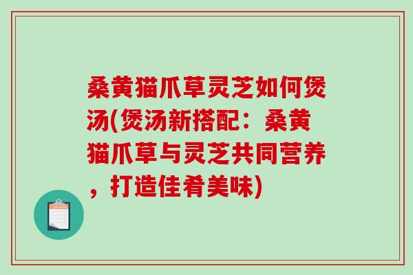 桑黄猫爪草灵芝如何煲汤(煲汤新搭配：桑黄猫爪草与灵芝共同营养，打造佳肴美味)