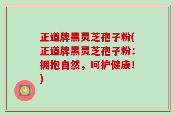 正道牌黑灵芝孢子粉(正道牌黑灵芝孢子粉：拥抱自然，呵护健康！)