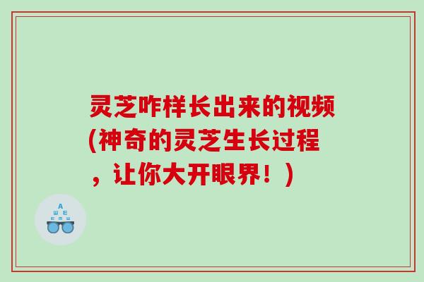 灵芝咋样长出来的视频(神奇的灵芝生长过程，让你大开眼界！)