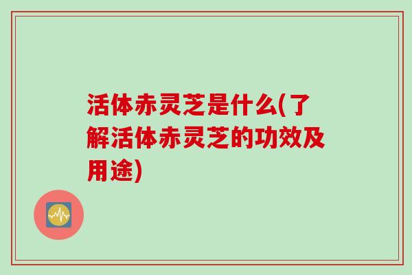 活体赤灵芝是什么(了解活体赤灵芝的功效及用途)