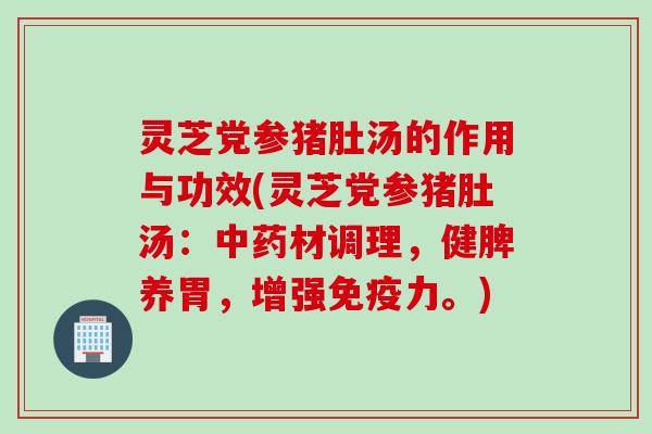 灵芝党参猪肚汤的作用与功效(灵芝党参猪肚汤：中药材调理，健脾养胃，增强免疫力。)