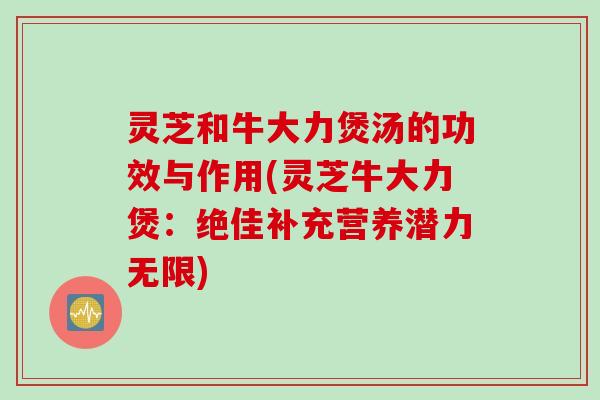 灵芝和牛大力煲汤的功效与作用(灵芝牛大力煲：绝佳补充营养潜力无限)