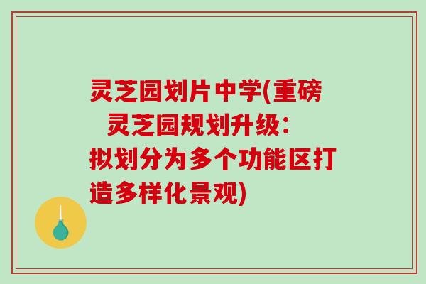 灵芝园划片中学(重磅  灵芝园规划升级：拟划分为多个功能区打造多样化景观)