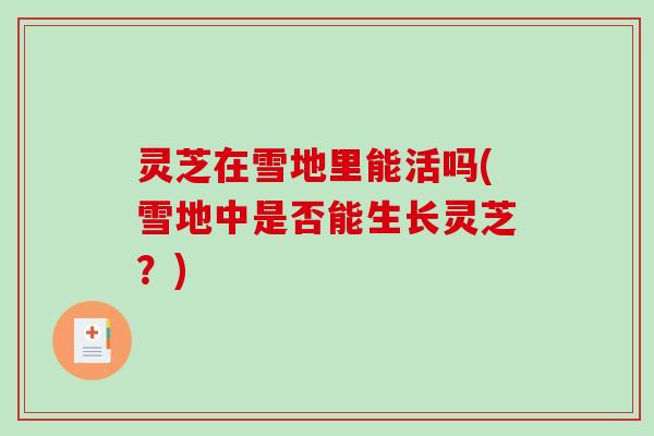 灵芝在雪地里能活吗(雪地中是否能生长灵芝？)