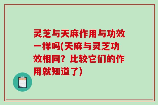 灵芝与天麻作用与功效一样吗(天麻与灵芝功效相同？比较它们的作用就知道了)