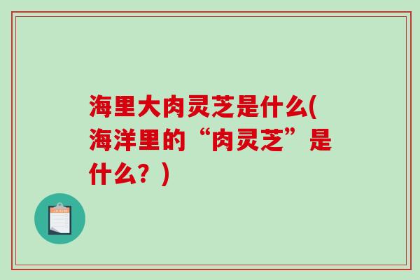 海里大肉灵芝是什么(海洋里的“肉灵芝”是什么？)