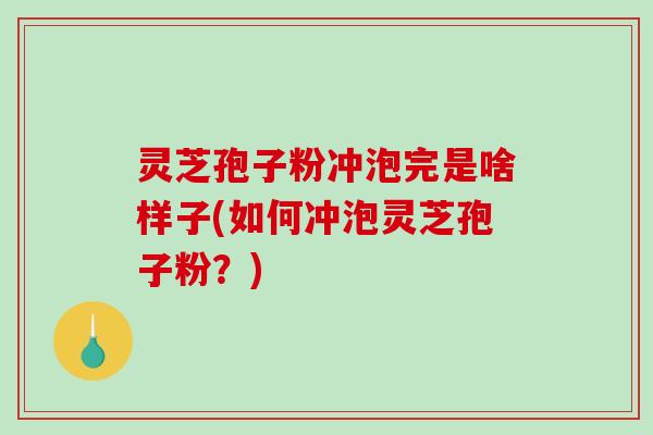灵芝孢子粉冲泡完是啥样子(如何冲泡灵芝孢子粉？)
