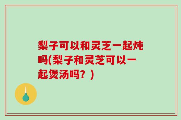 梨子可以和灵芝一起炖吗(梨子和灵芝可以一起煲汤吗？)