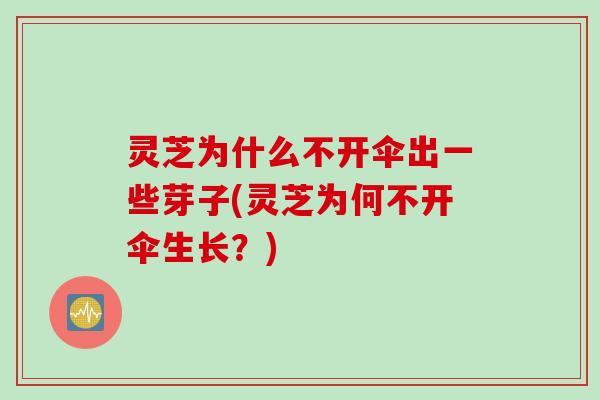 灵芝为什么不开伞出一些芽子(灵芝为何不开伞生长？)