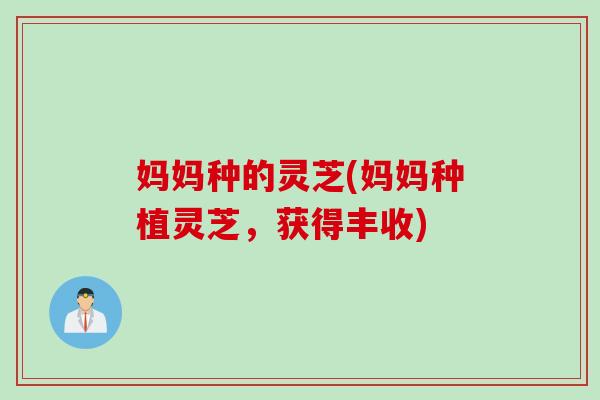 妈妈种的灵芝(妈妈种植灵芝，获得丰收)