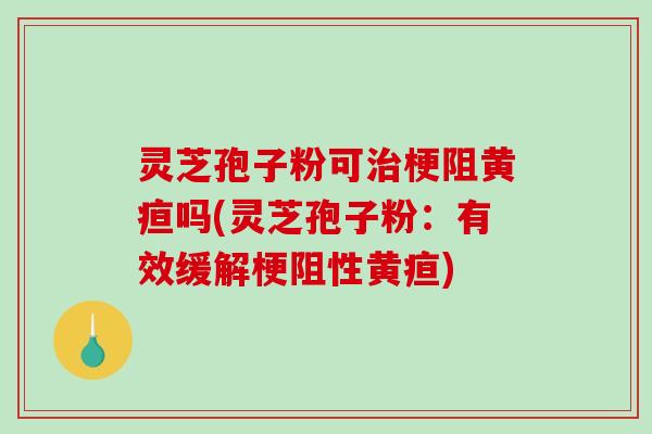 灵芝孢子粉可治梗阻黄疸吗(灵芝孢子粉：有效缓解梗阻性黄疸)