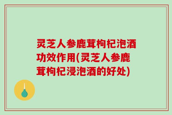 灵芝人参鹿茸枸杞泡酒功效作用(灵芝人参鹿茸枸杞浸泡酒的好处)