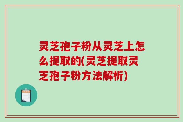灵芝孢子粉从灵芝上怎么提取的(灵芝提取灵芝孢子粉方法解析) 灵芝孢子粉从灵芝上怎么提取的(灵芝提取灵芝孢子粉方法解析)