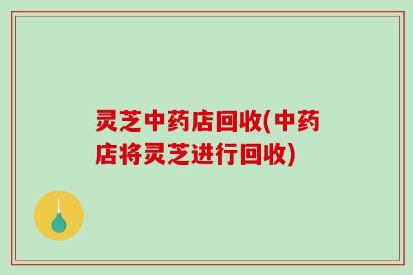 灵芝中药店回收(中药店将灵芝进行回收)