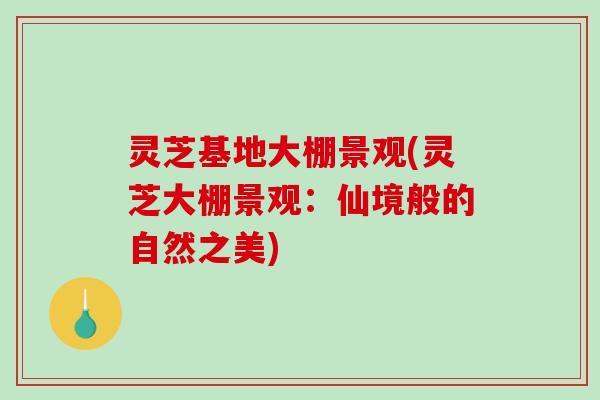灵芝基地大棚景观(灵芝大棚景观：仙境般的自然之美)