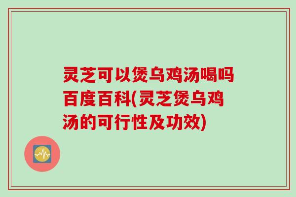 灵芝可以煲乌鸡汤喝吗百度百科(灵芝煲乌鸡汤的可行性及功效)