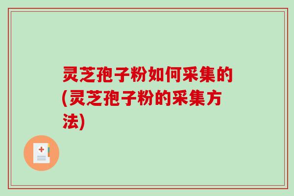 灵芝孢子粉如何采集的(灵芝孢子粉的采集方法)