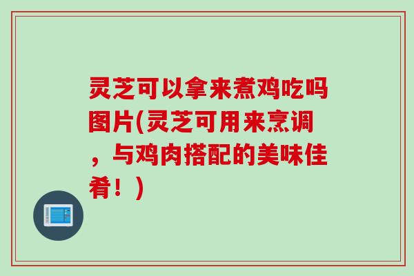灵芝可以拿来煮鸡吃吗图片(灵芝可用来烹调,与鸡肉搭配的美味佳肴!) 灵芝可以拿来煮鸡吃吗图片(灵芝可用来烹调,与鸡肉搭配的美味佳肴!)