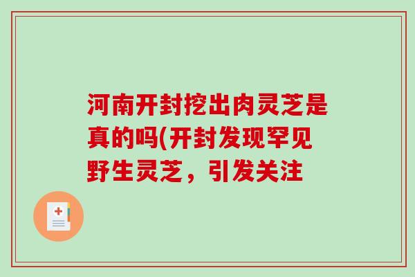 河南开封挖出肉灵芝是真的吗(开封发现罕见野生灵芝，引发关注