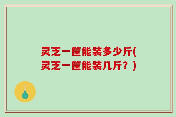 灵芝一筐能装多少斤(灵芝一筐能装几斤？)